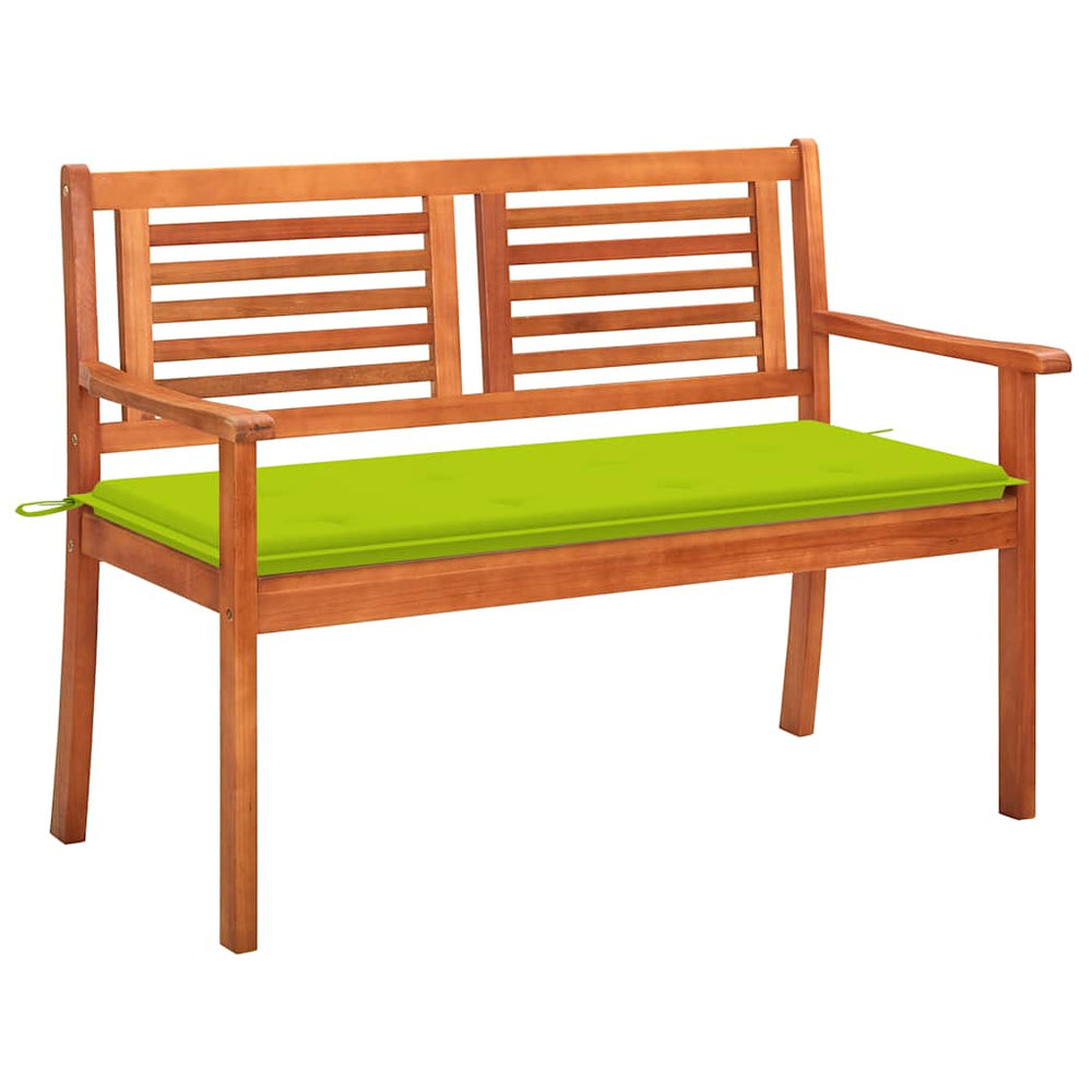 vidaXL 2-Seater Garden Bench with Cushion 120 cm Solid Eucalyptus Wood