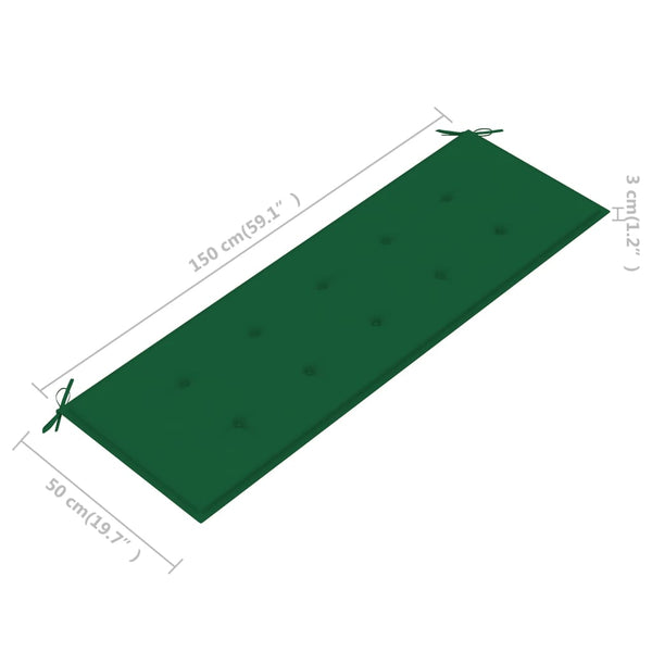 vidaXL 3-Seater Garden Bench with Cushion 150 cm Solid Eucalyptus Wood