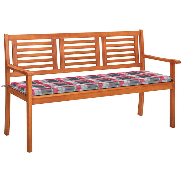 vidaXL 3-Seater Garden Bench with Cushion 150 cm Solid Eucalyptus Wood