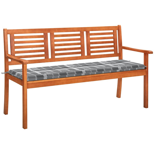 vidaXL 3-Seater Garden Bench with Cushion 150 cm Solid Eucalyptus Wood