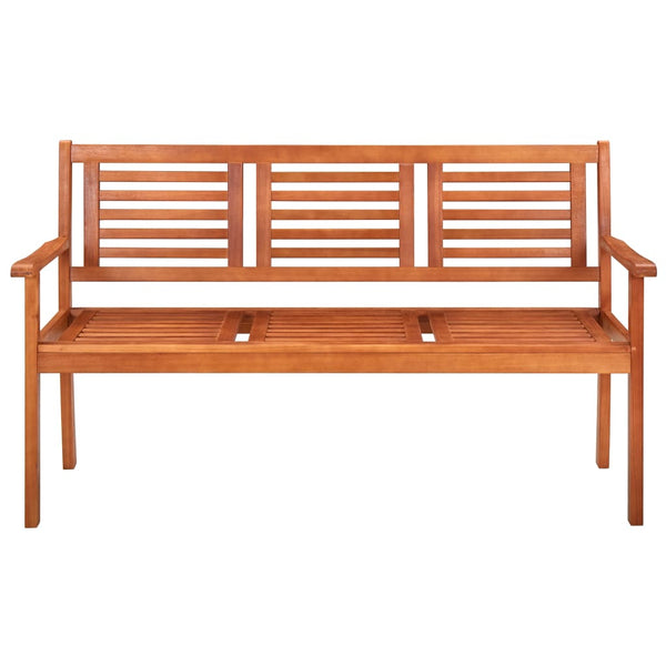 vidaXL 3-Seater Garden Bench with Cushion 150 cm Solid Eucalyptus Wood