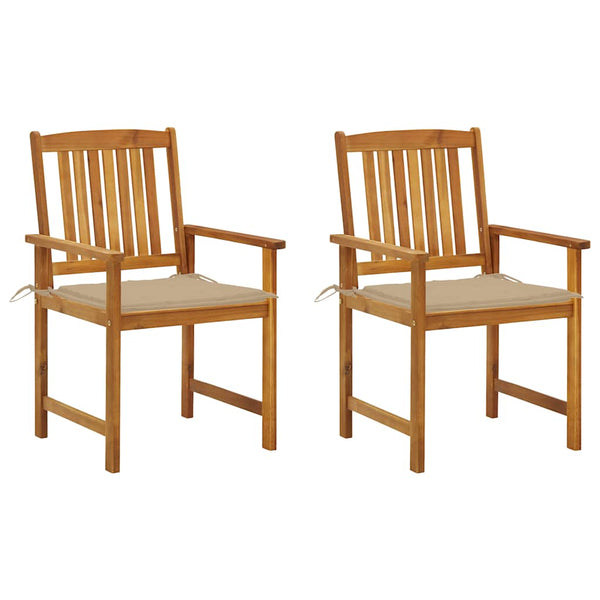 vidaXL Garden Chairs with Cushions 2 pcs. Solid Acacia Wood