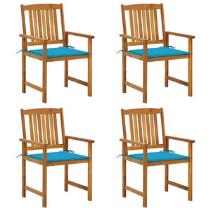 vidaXL Garden Chairs with Cushions 4 pcs Solid Acacia Wood