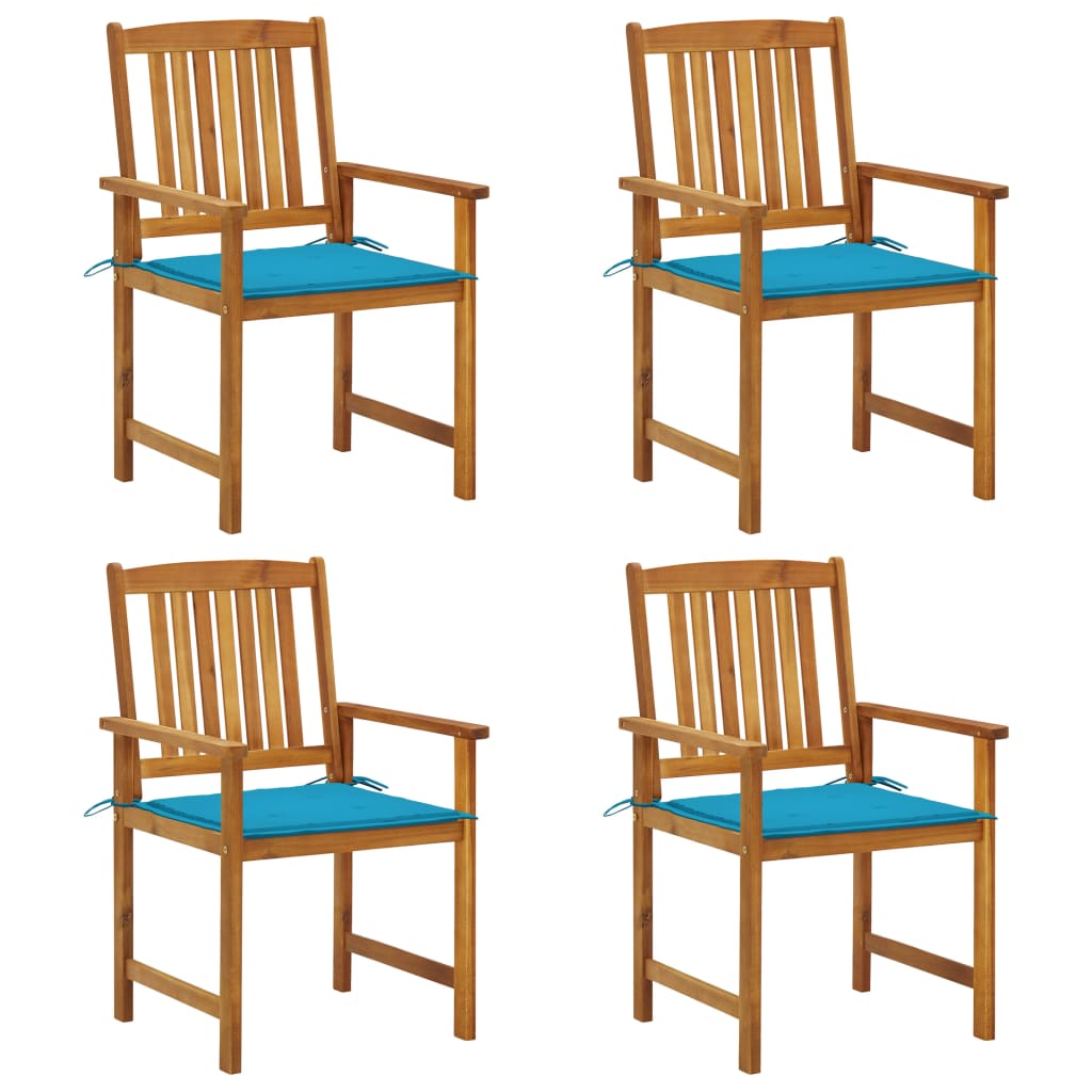 vidaXL Garden Chairs with Cushions 4 pcs Solid Acacia Wood