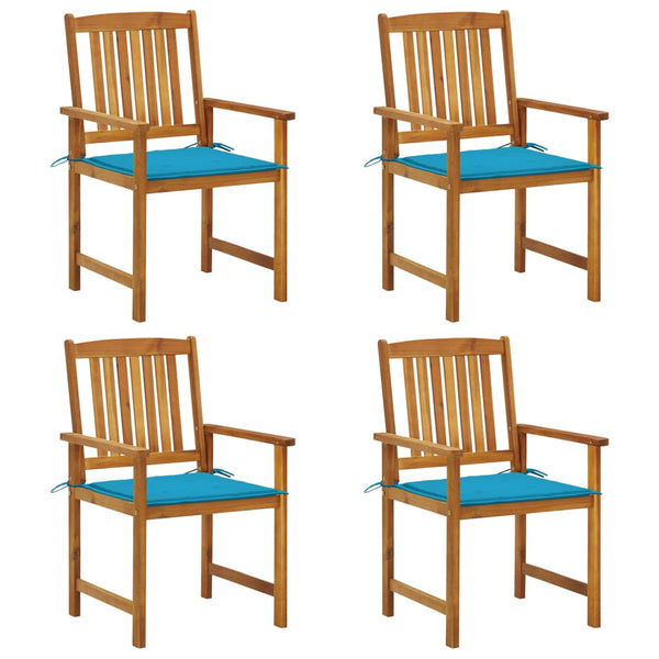 vidaXL Garden Chairs with Cushions 4 pcs Solid Acacia Wood