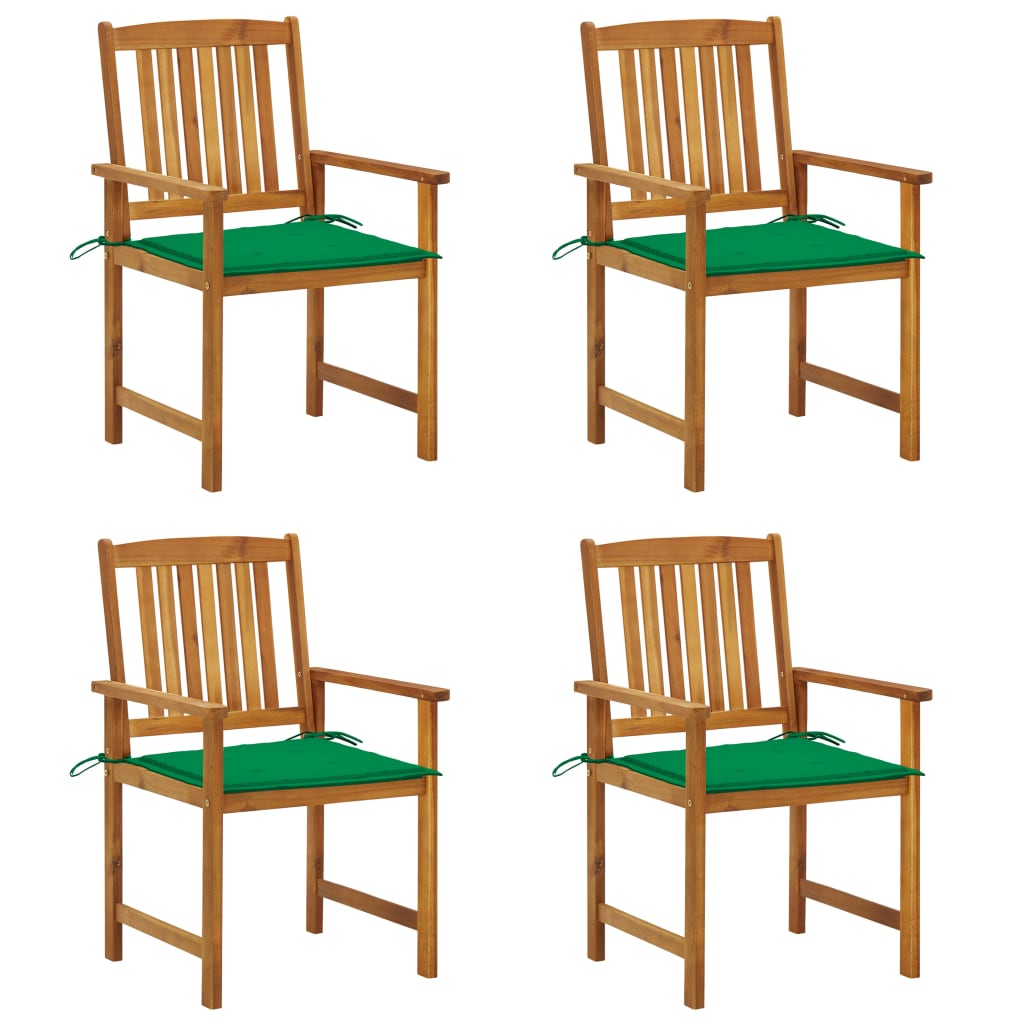 vidaXL Garden Chairs with Cushions 4 pcs Solid Acacia Wood