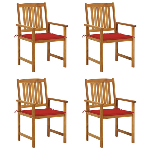 vidaXL Garden Chairs with Cushions 4 pcs Solid Acacia Wood