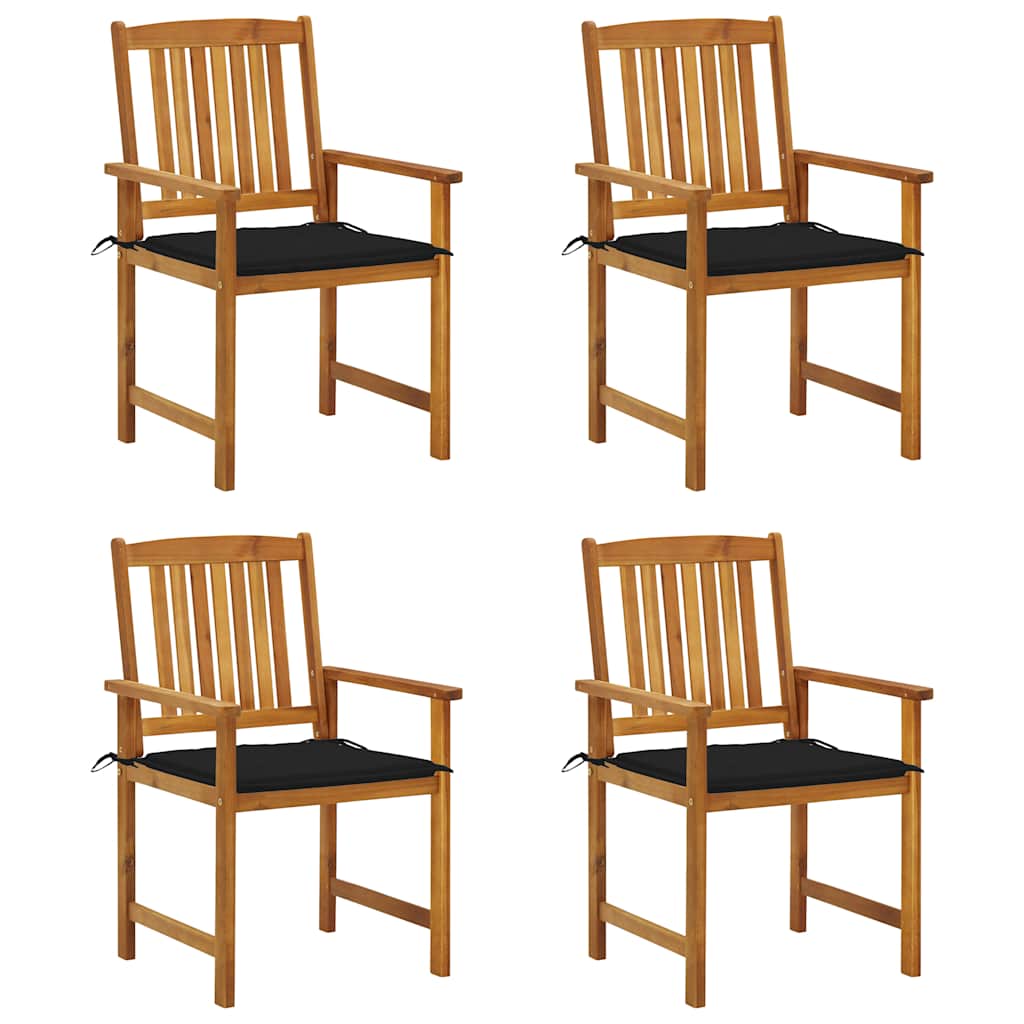 vidaXL Garden Chairs with Cushions 4 pcs Solid Acacia Wood