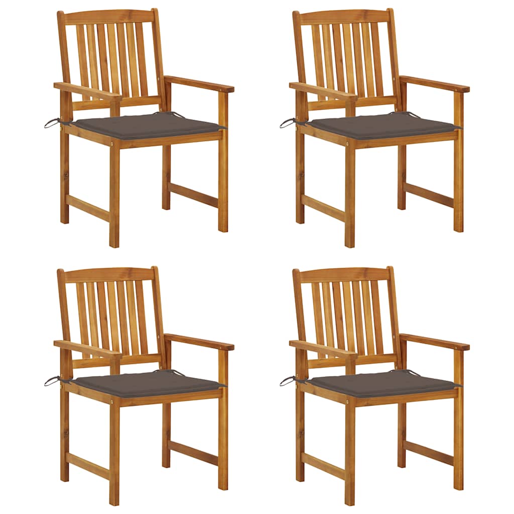 vidaXL Garden Chairs with Cushions 4 pcs Solid Acacia Wood