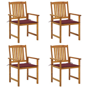 vidaXL Garden Chairs with Cushions 4 pcs Solid Acacia Wood