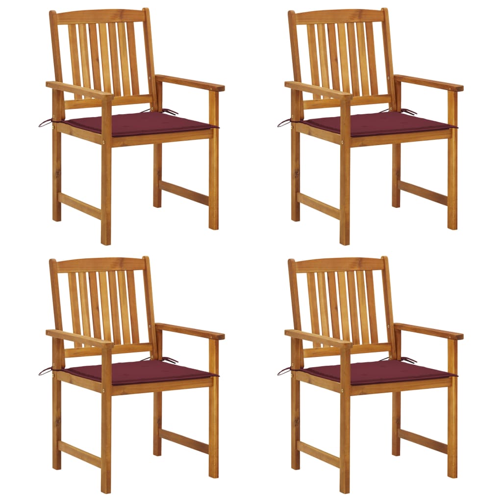 vidaXL Garden Chairs with Cushions 4 pcs Solid Acacia Wood