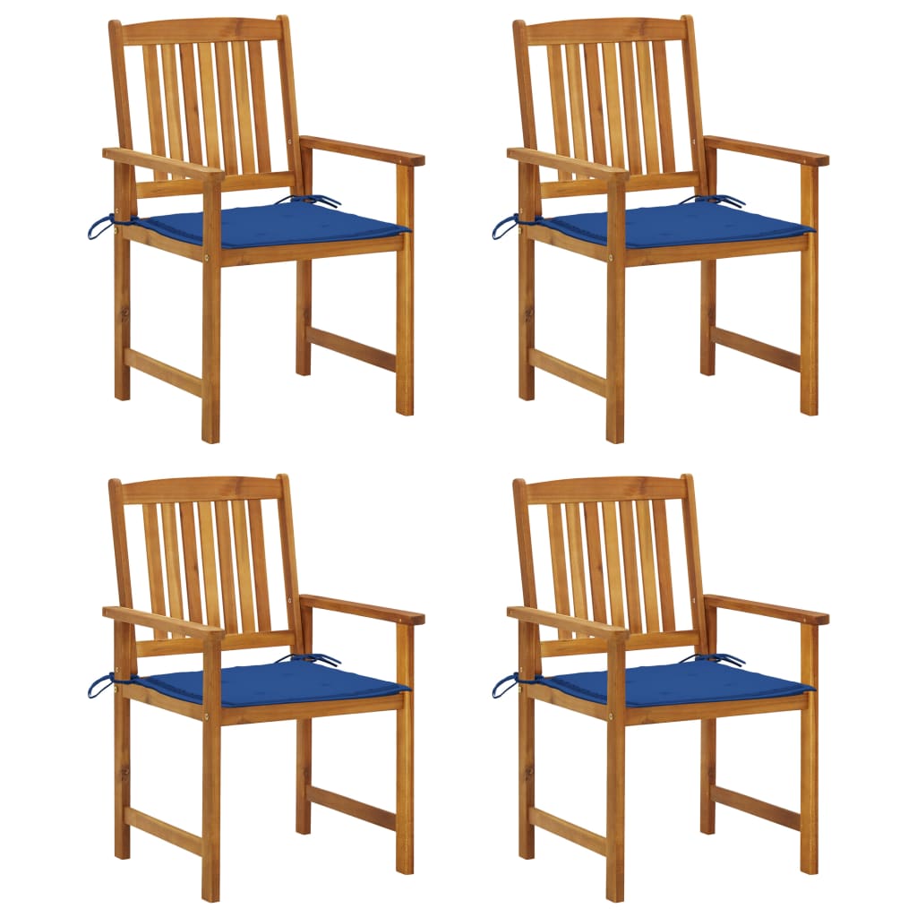 vidaXL Garden Chairs with Cushions 4 pcs Solid Acacia Wood