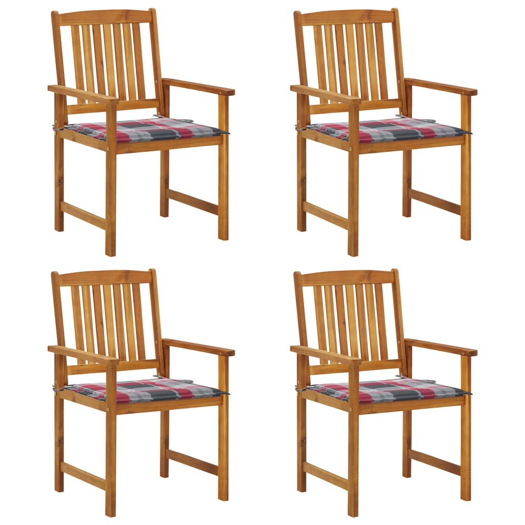 vidaXL Garden Chairs with Cushions 4 pcs Solid Acacia Wood