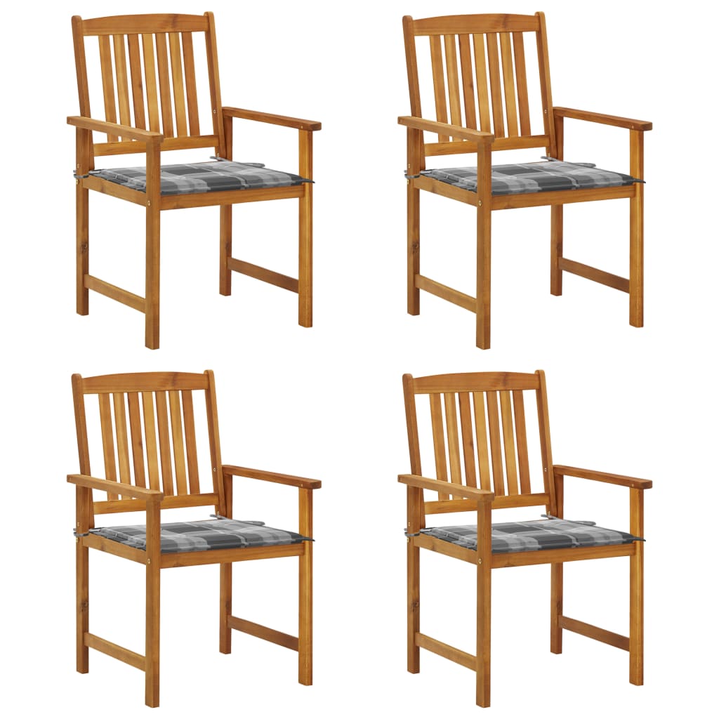 vidaXL Garden Chairs with Cushions 4 pcs Solid Acacia Wood