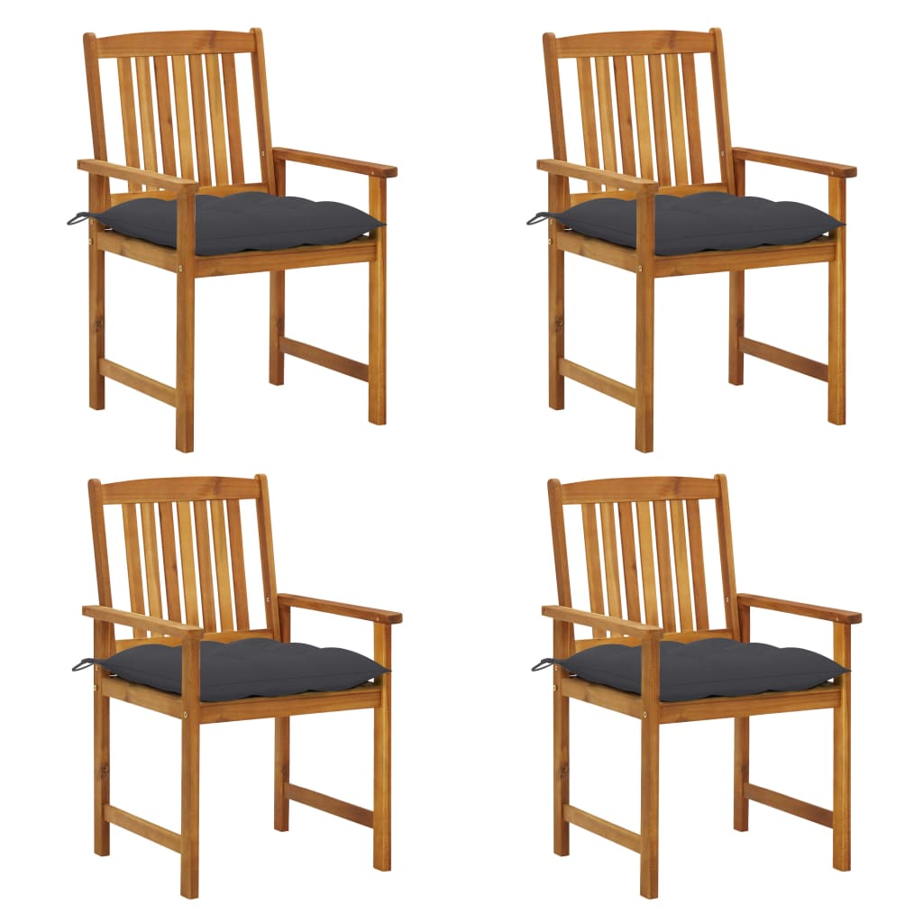 vidaXL Garden Chairs with Cushions 4 pcs Solid Acacia Wood