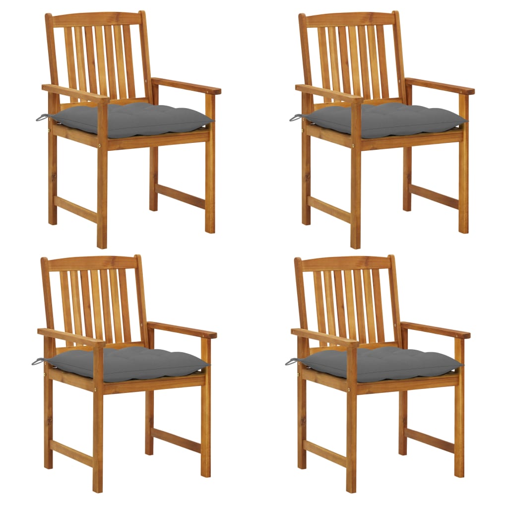 vidaXL Garden Chairs with Cushions 4 pcs Solid Acacia Wood