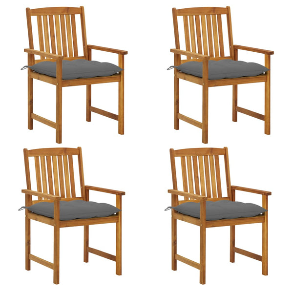 vidaXL Garden Chairs with Cushions 4 pcs Solid Acacia Wood