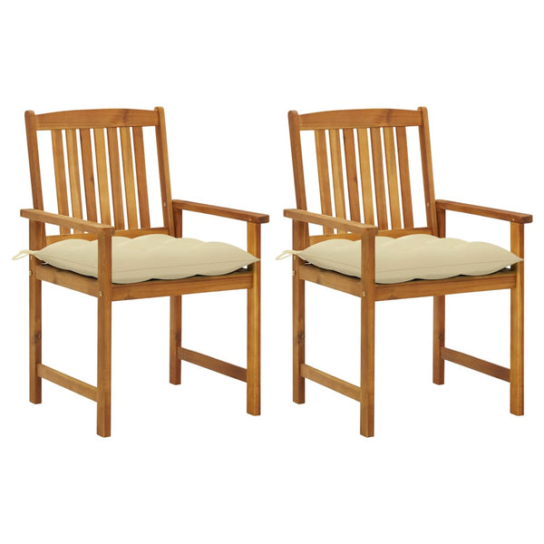 vidaXL Garden Chairs with Cushions 2 pcs. Solid Acacia Wood