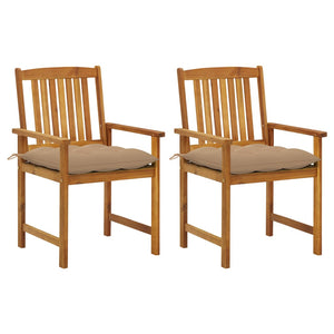 vidaXL Garden Chairs with Cushions 2 pcs. Solid Acacia Wood