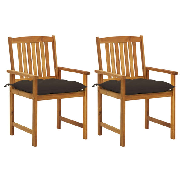 vidaXL Garden Chairs with Cushions 2 pcs. Solid Acacia Wood