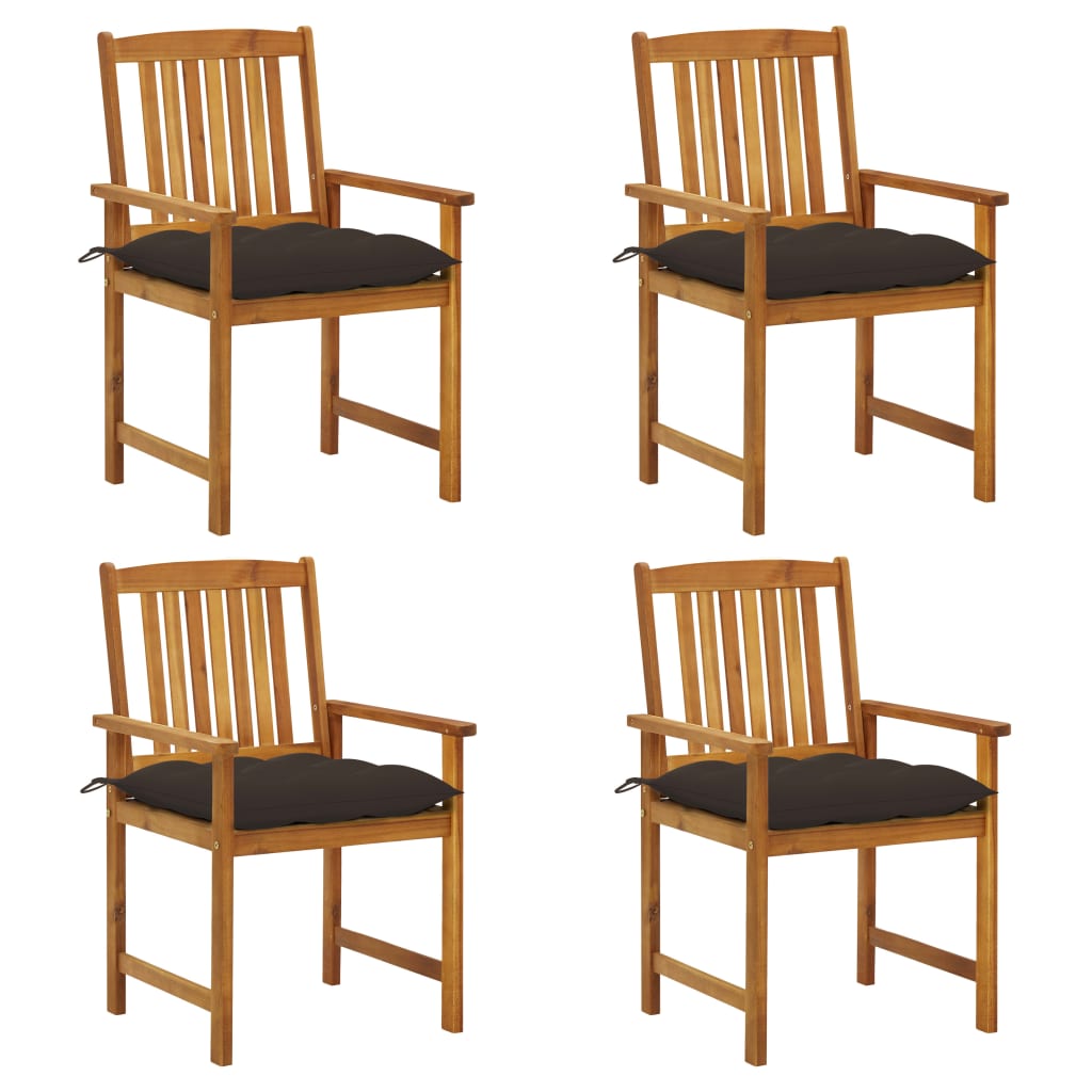 vidaXL Garden Chairs with Cushions 4 pcs Solid Acacia Wood