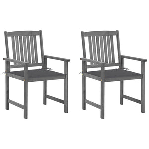 vidaXL Garden Chairs with Cushions 2 pcs. Grey Solid Acacia Wood