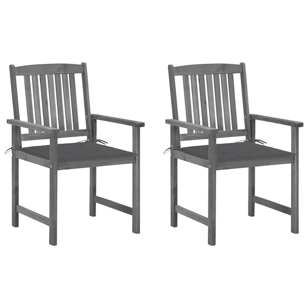 vidaXL Garden Chairs with Cushions 2 pcs. Grey Solid Acacia Wood