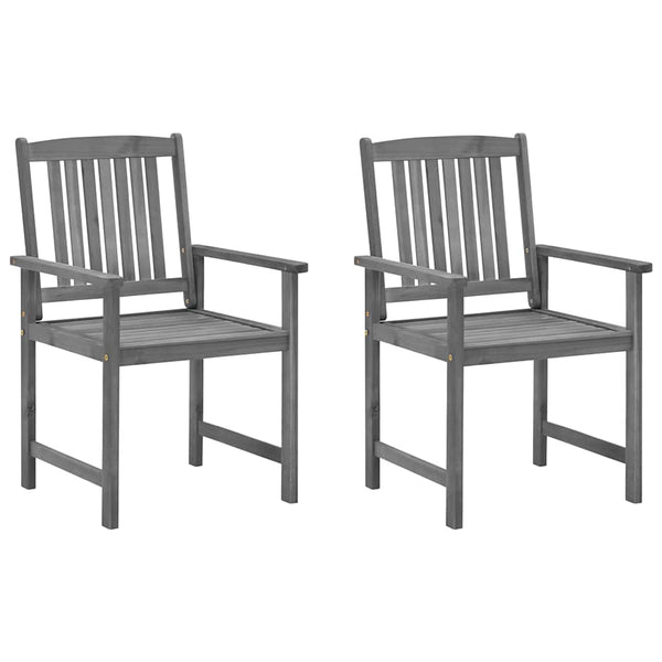 vidaXL Garden Chairs with Cushions 2 pcs. Grey Solid Acacia Wood