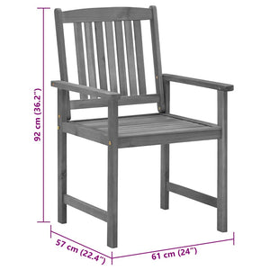 vidaXL Garden Chairs with Cushions 2 pcs. Grey Solid Acacia Wood