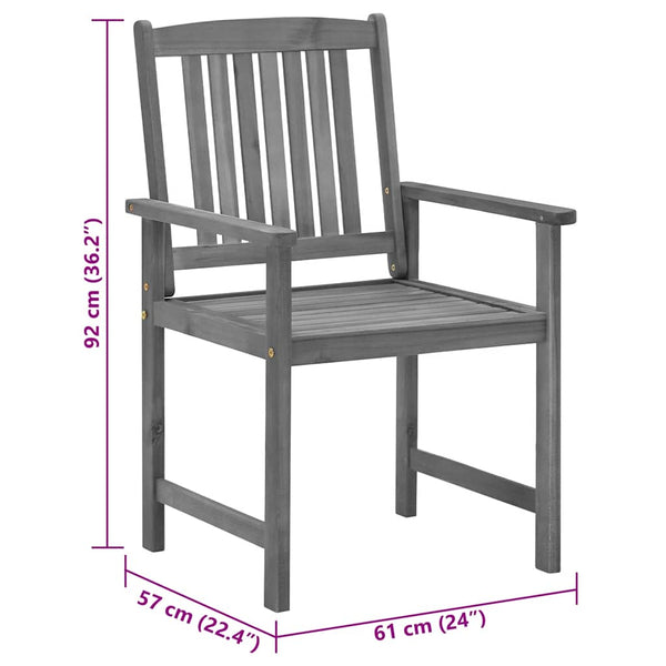 vidaXL Garden Chairs with Cushions 2 pcs. Grey Solid Acacia Wood