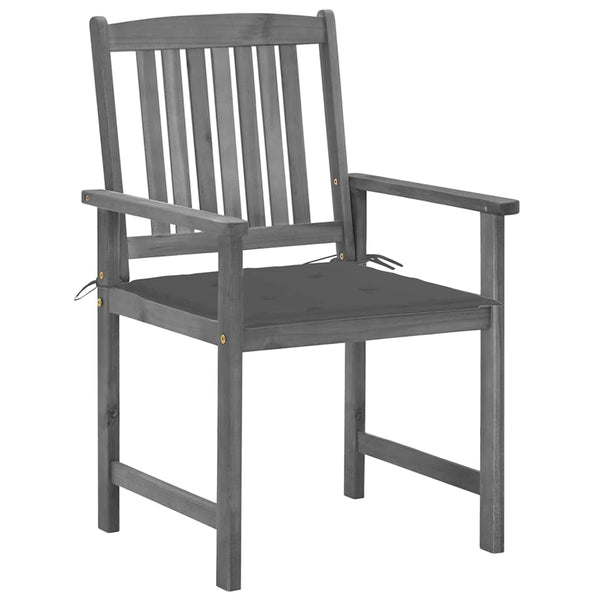 vidaXL Garden Chairs with Cushions 2 pcs. Grey Solid Acacia Wood