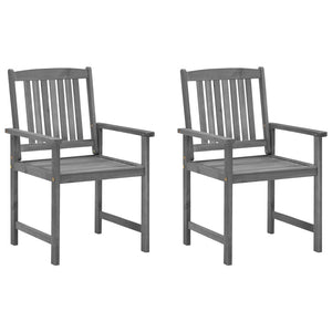 vidaXL Garden Chairs with Cushions 2 pcs. Grey Solid Acacia Wood