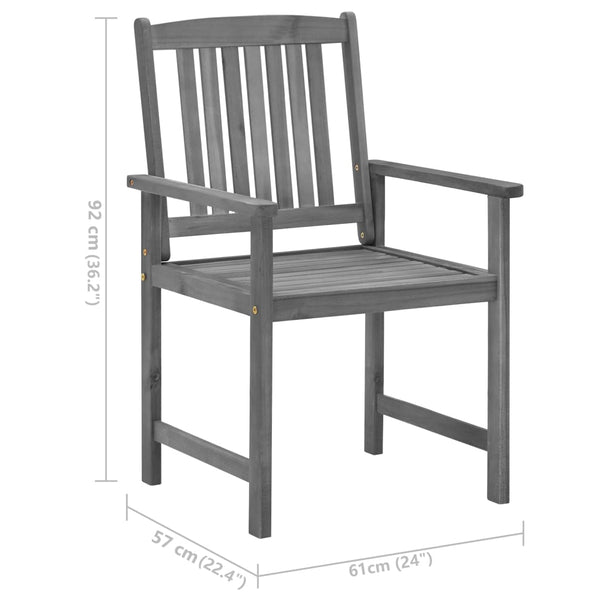 vidaXL Garden Chairs with Cushions 2 pcs. Grey Solid Acacia Wood