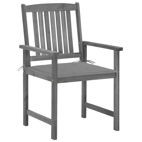 vidaXL Garden Chairs with Cushions 4 pcs. Gray Solid Acacia Wood