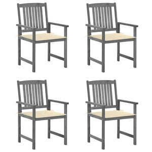 vidaXL Garden Chairs with Cushions 4 pcs. Gray Solid Acacia Wood