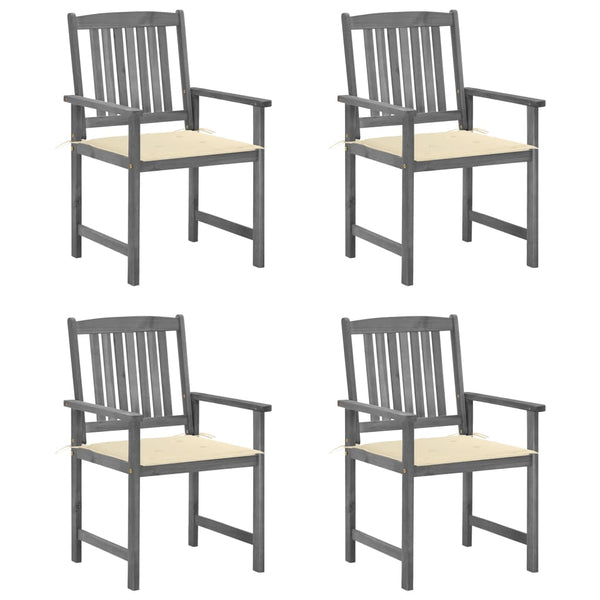 vidaXL Garden Chairs with Cushions 4 pcs. Gray Solid Acacia Wood