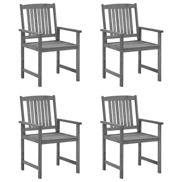 vidaXL Garden Chairs with Cushions 4 pcs. Gray Solid Acacia Wood