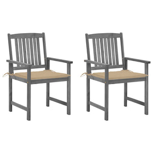 vidaXL Garden Chairs with Cushions 2 pcs. Grey Solid Acacia Wood