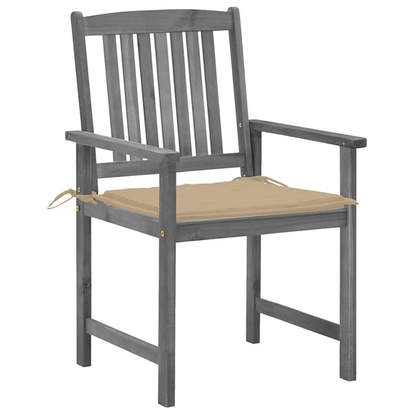 vidaXL Garden Chairs with Cushions 2 pcs. Grey Solid Acacia Wood