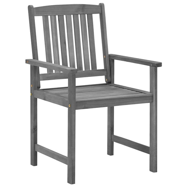 vidaXL Garden Chairs with Cushions 2 pcs. Grey Solid Acacia Wood