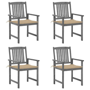 vidaXL Garden Chairs with Cushions 4 pcs Grey Solid Acacia Wood