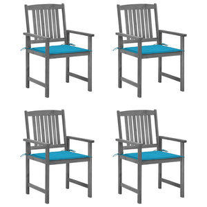 vidaXL Garden Chairs with Cushions 4 pcs Grey Solid Acacia Wood