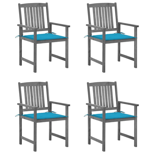 vidaXL Garden Chairs with Cushions 4 pcs Grey Solid Acacia Wood