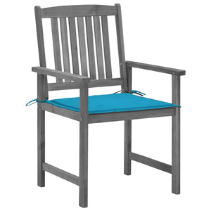 vidaXL Garden Chairs with Cushions 4 pcs Grey Solid Acacia Wood