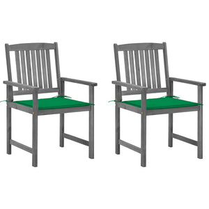 vidaXL Garden Chairs with Cushions 2 pcs. Grey Solid Acacia Wood
