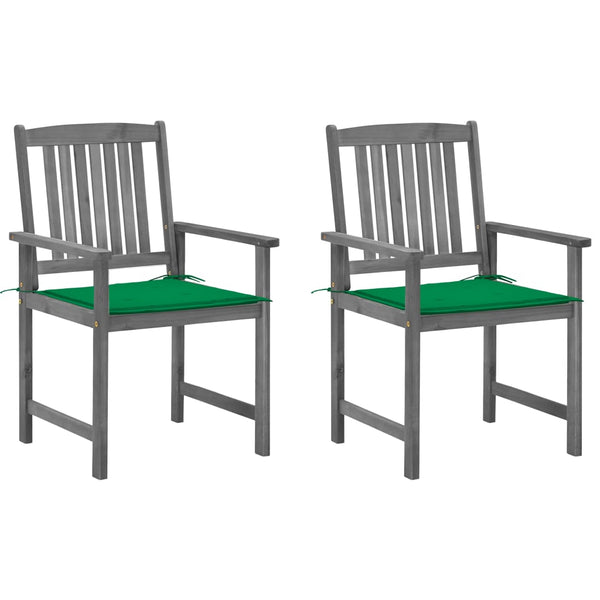 vidaXL Garden Chairs with Cushions 2 pcs. Grey Solid Acacia Wood