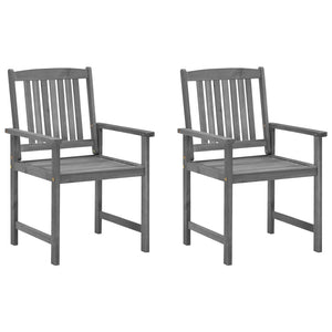 vidaXL Garden Chairs with Cushions 2 pcs. Grey Solid Acacia Wood