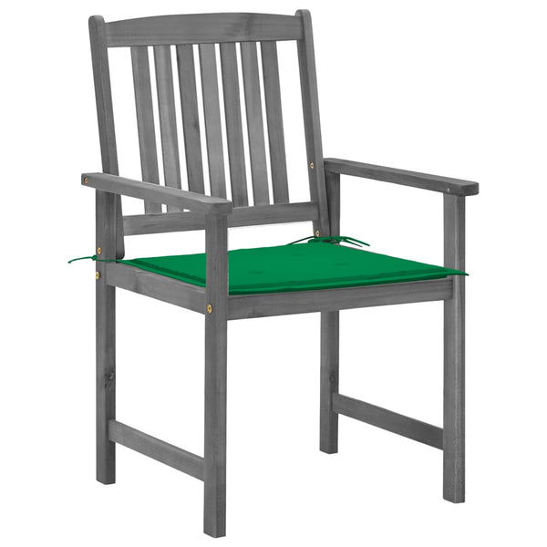 vidaXL Garden Chairs with Cushions 2 pcs. Grey Solid Acacia Wood