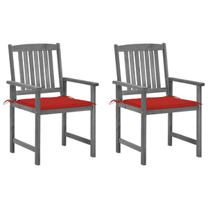 vidaXL Garden Chairs with Cushions 2 pcs. Grey Solid Acacia Wood