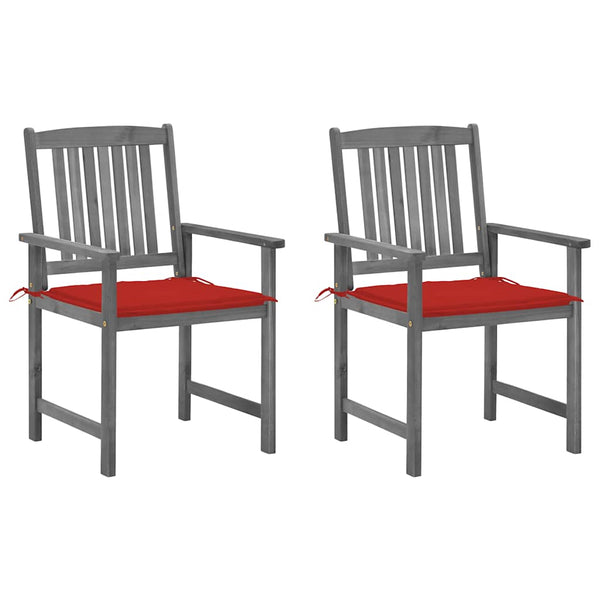 vidaXL Garden Chairs with Cushions 2 pcs. Grey Solid Acacia Wood